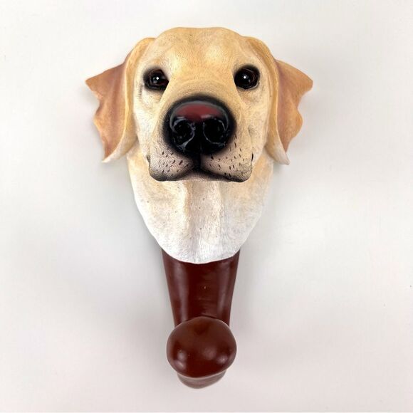 Yellow Lab Wall Hanging Coat Hat Leash Hook Resin Dogs Puppies Labrador - Picture 1 of 9